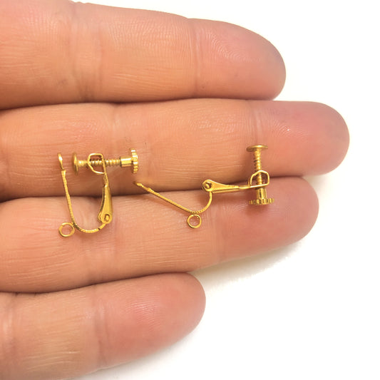 Sarı Çelik Vidalı Küpe Aparatı (Deliksiz Kulaklar İçin)