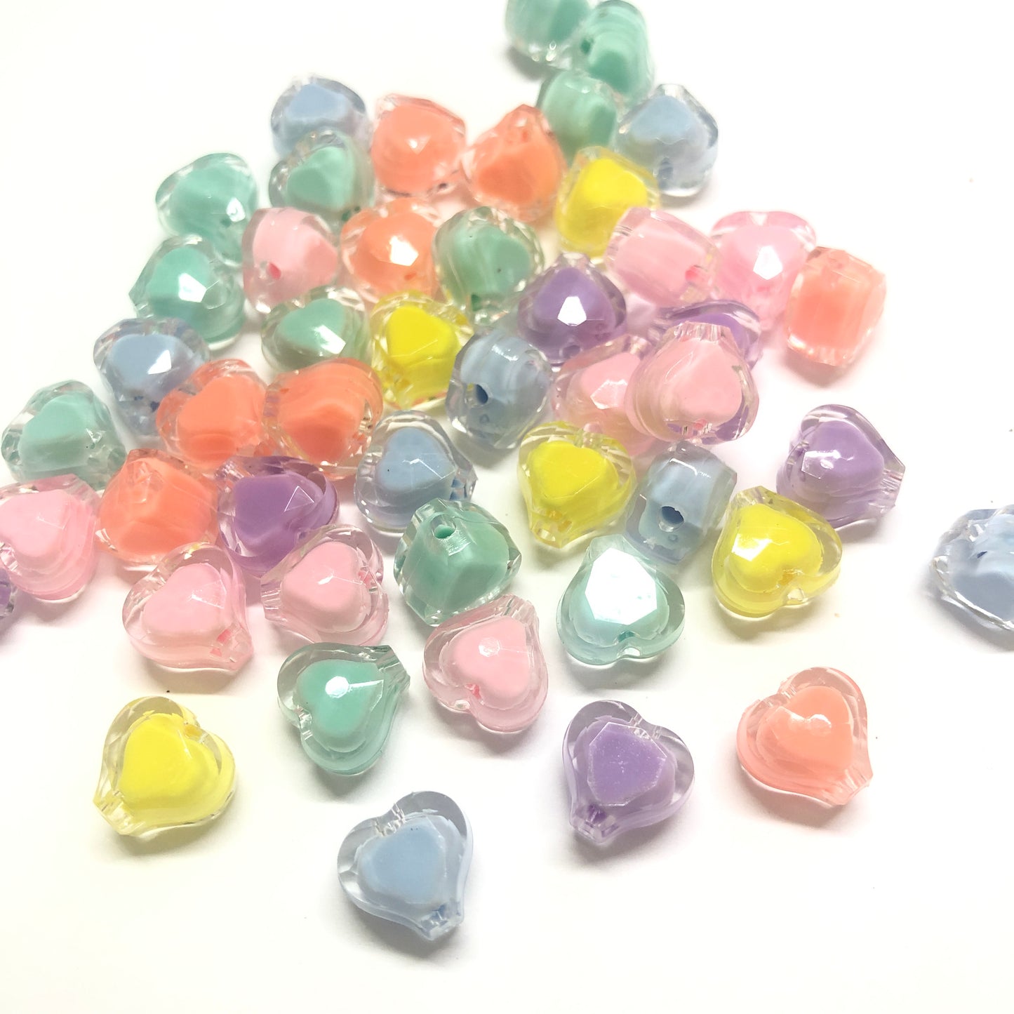 Akrilik Boncuk- Kalp 3D Renkli 11mm