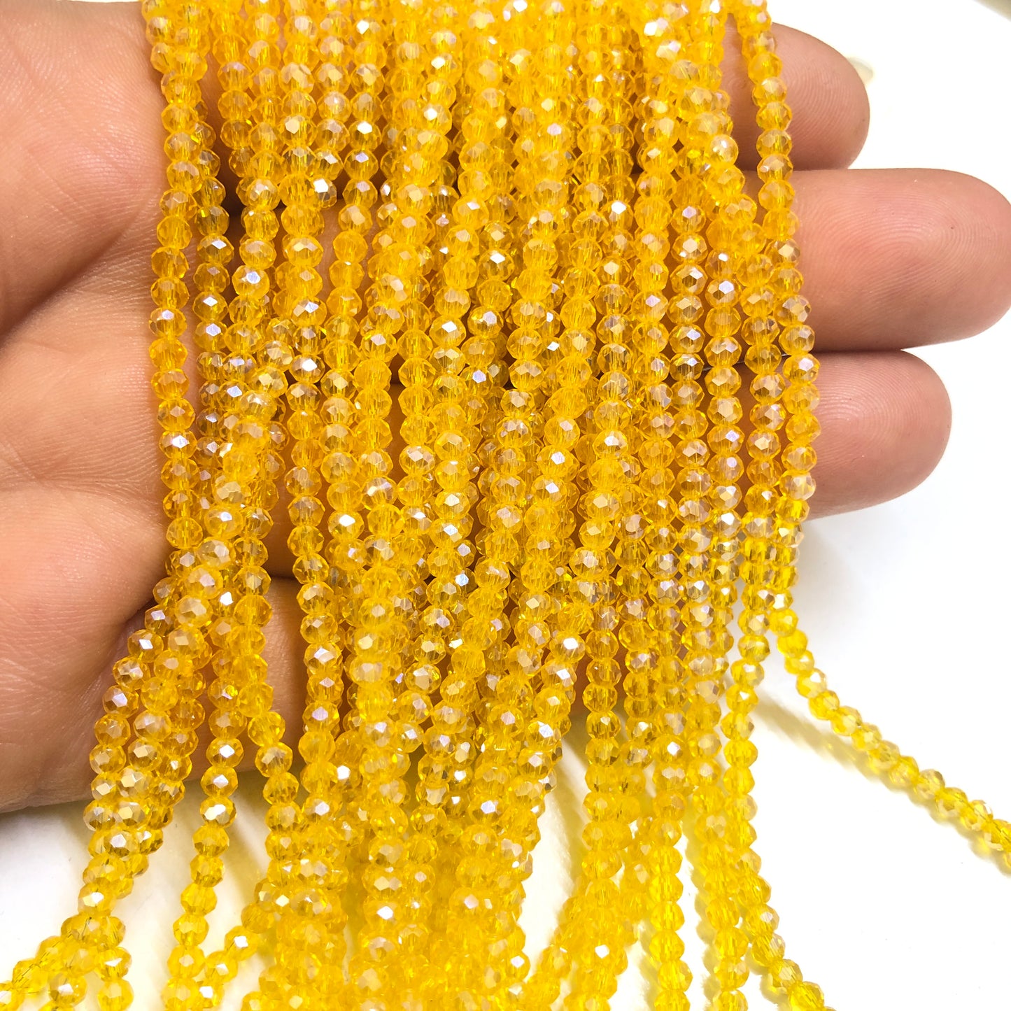 Kristal Boncuk, Çin Kristali-2mm- 14 -Şeffaf Janjanlı Kanarya Sarı