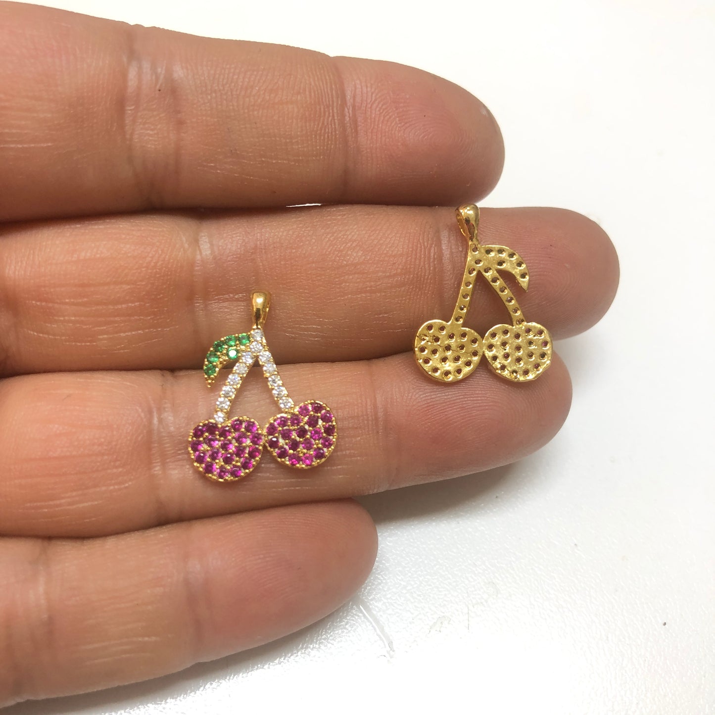 Altın Kaplama Zirkon Taşlı Kiraz Kolye Ucu