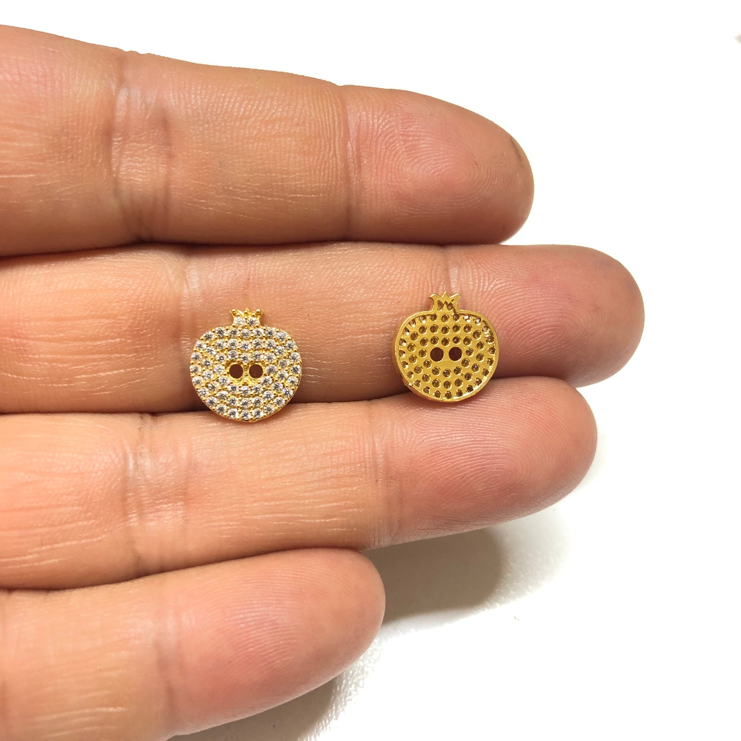 Altın Kaplama Zirkon Taşlı Düğme Bileklik Aparatı- Nar