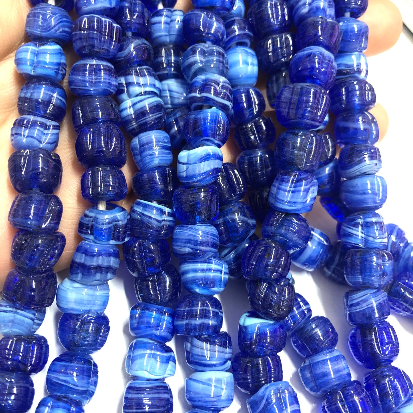 Makarna Bodrum Boncuğu - Ebruli Mavi