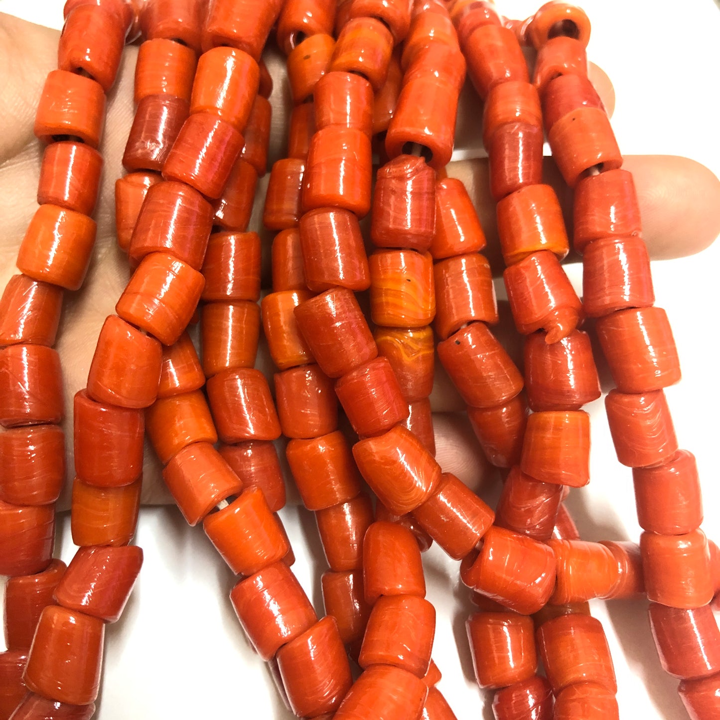 Silindir Cam Ocak Boncuk Turuncu