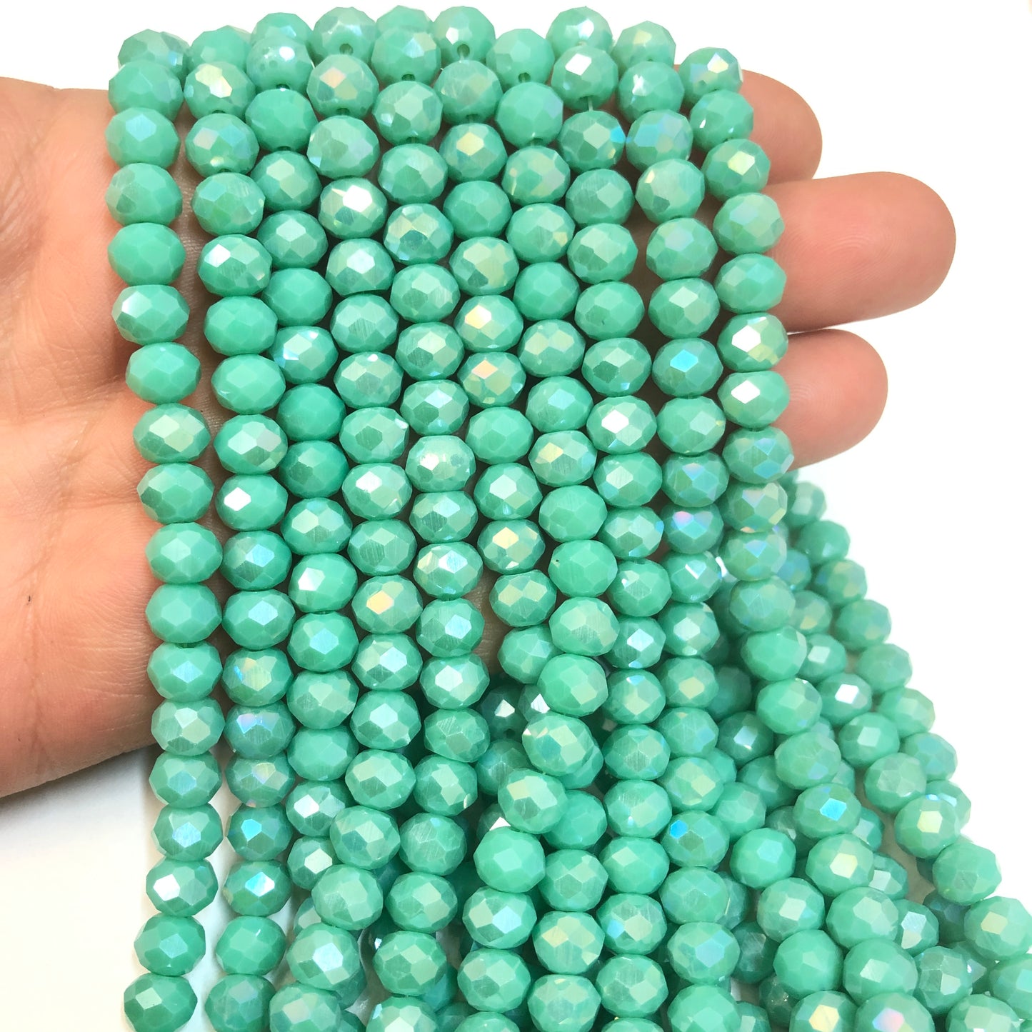 Kristal Boncuk, Çin Kristali-8mm - 84 Janjanlı Koyu Mint