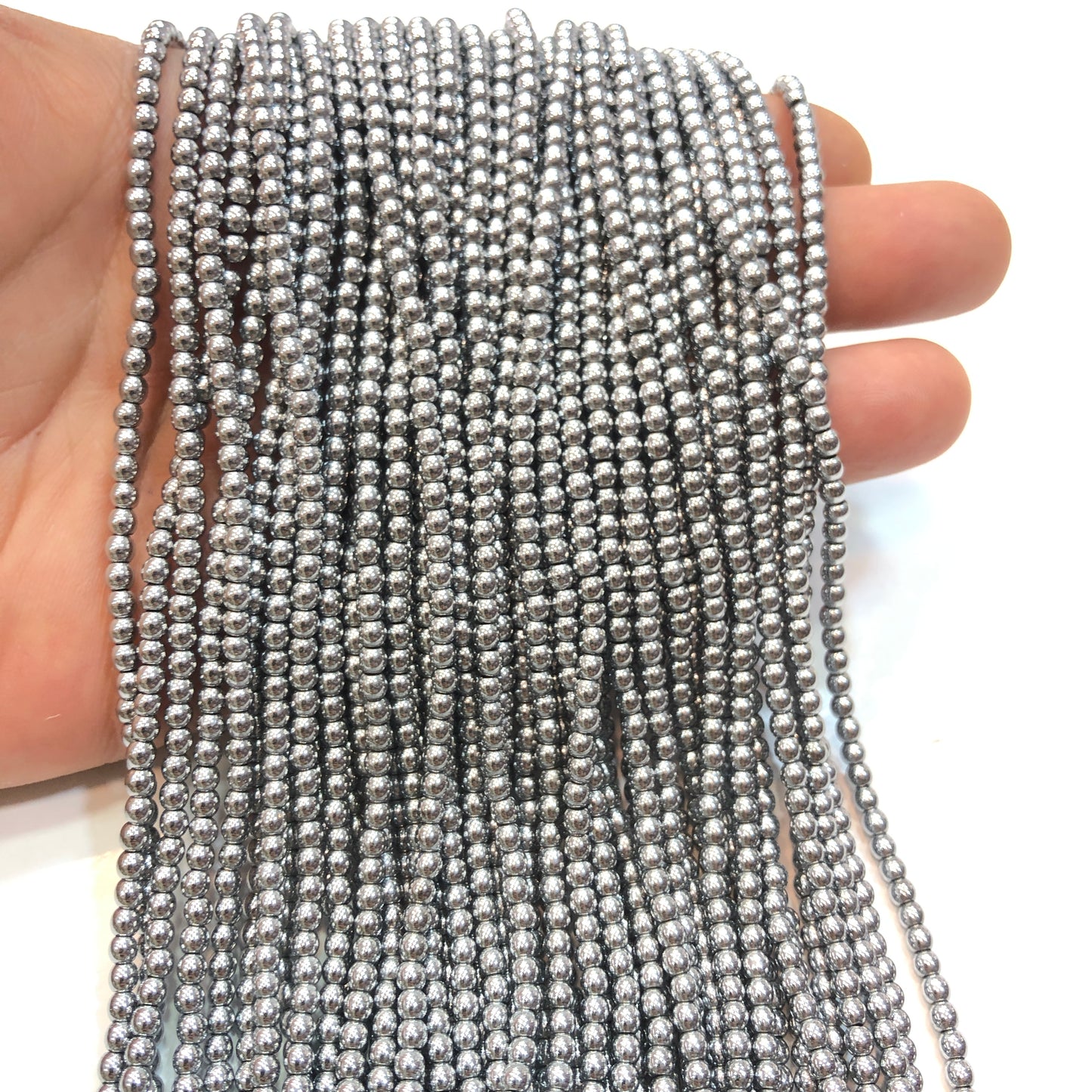 3mm Yuvarlak Hematit - Gümüş