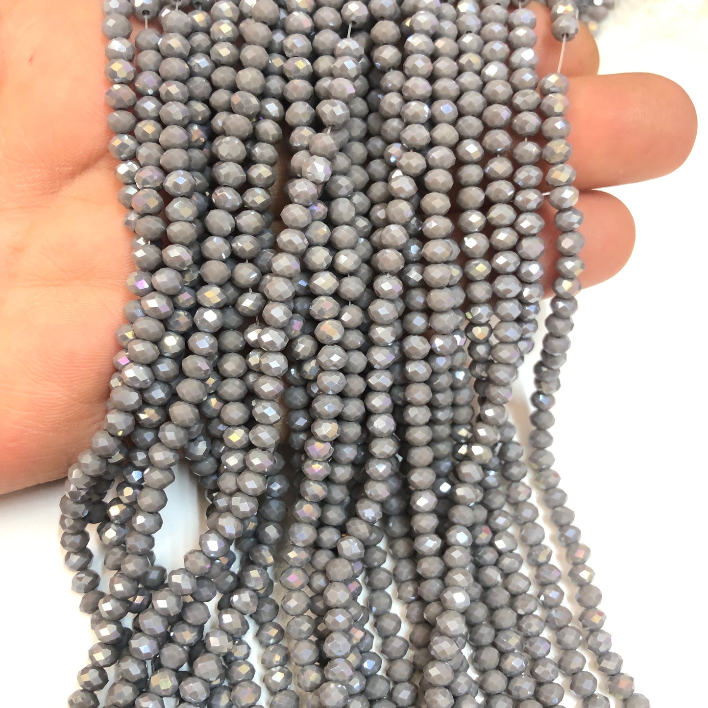 Kristal Boncuk, Çin Kristali-4mm - 27 - Opak Janjan Gri