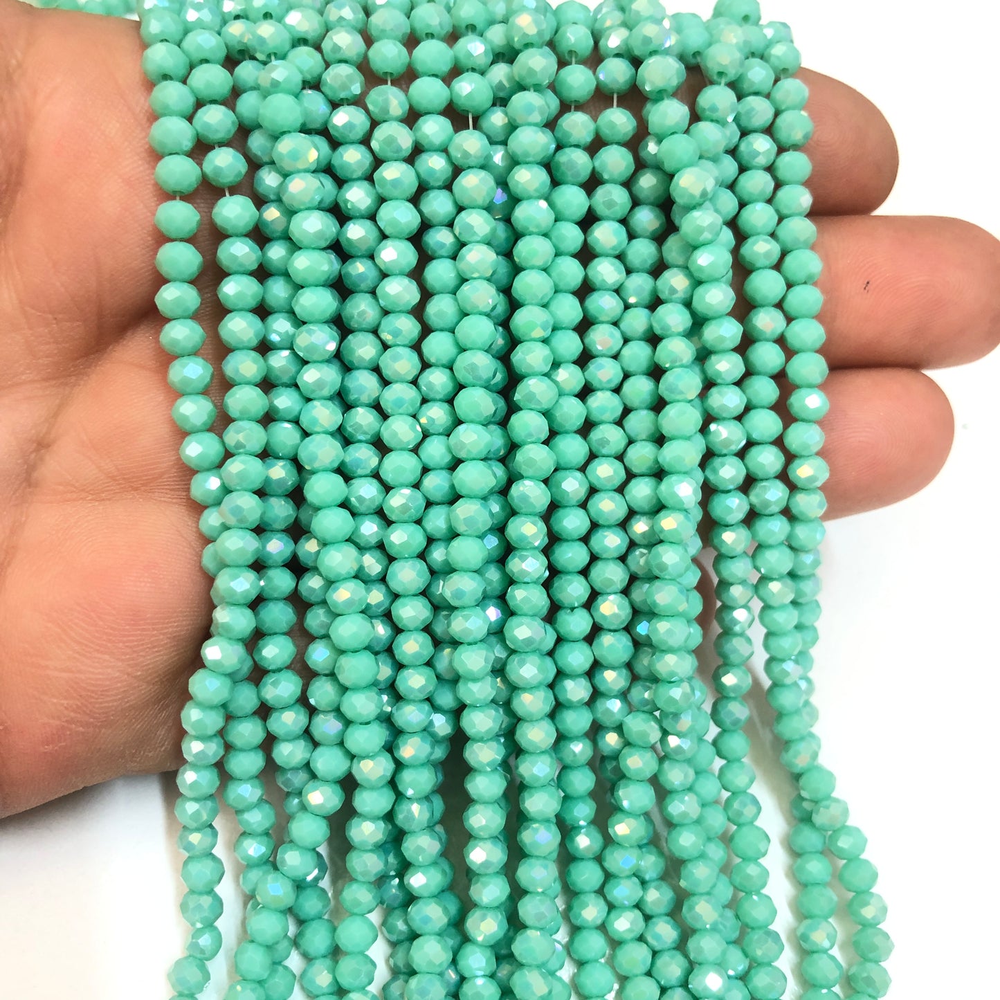 Kristal Boncuk, Çin Kristali-4mm - 25 - Parlak Mint