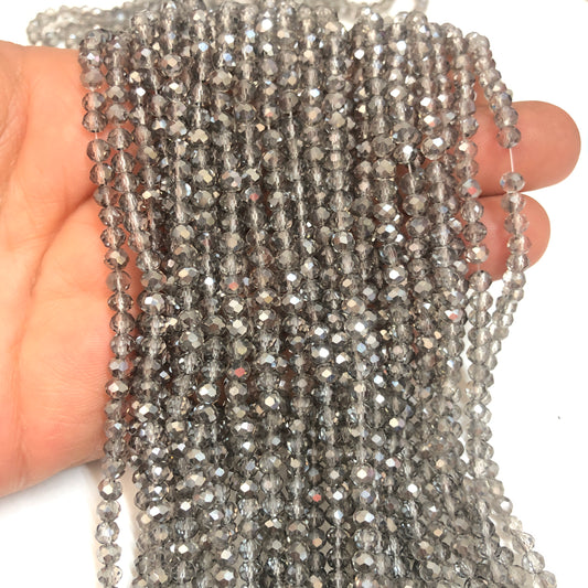 Kristal Boncuk, Çin Kristali-4mm - 3 - Şeffaf JanJan Dumanlı Gri