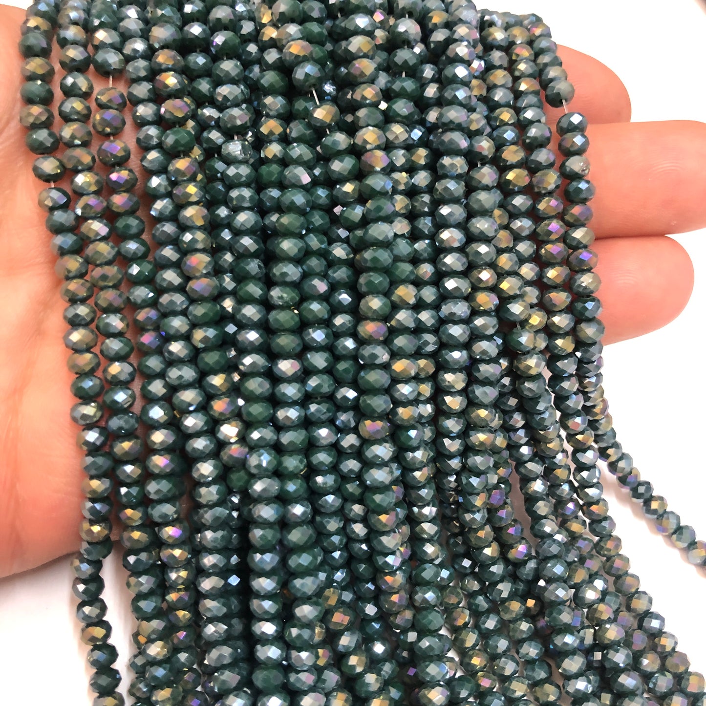 Kristal Boncuk, Çin Kristali-4mm - 6 - Opak Janjan Koyu Yeşil