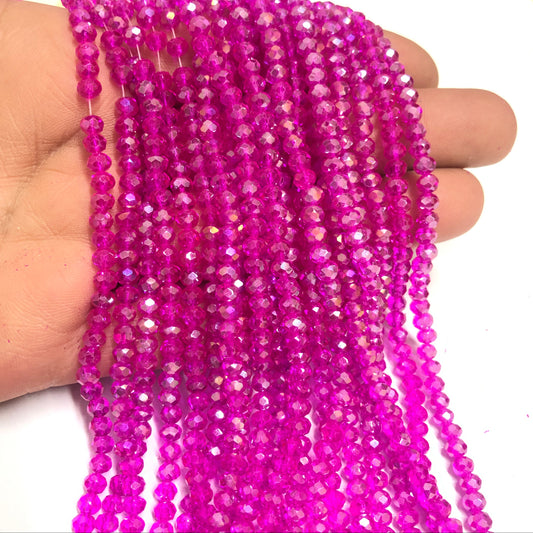 Kristal Boncuk, Çin Kristali-4mm - 52 - Şeffaf Janjanlı Fuşya