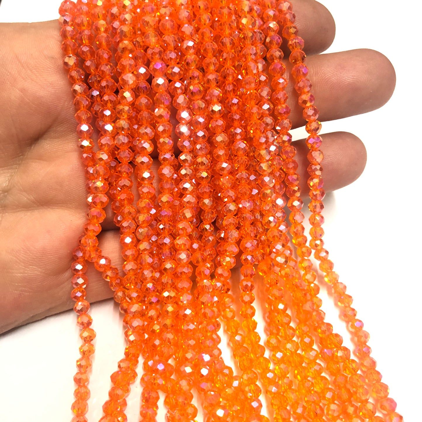 Kristal Boncuk, Çin Kristali-4mm - 73- Şeffaf Janjanlı Turuncu