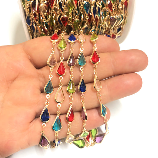 Altın Kaplama Damla Taşlı Zincir - Mix