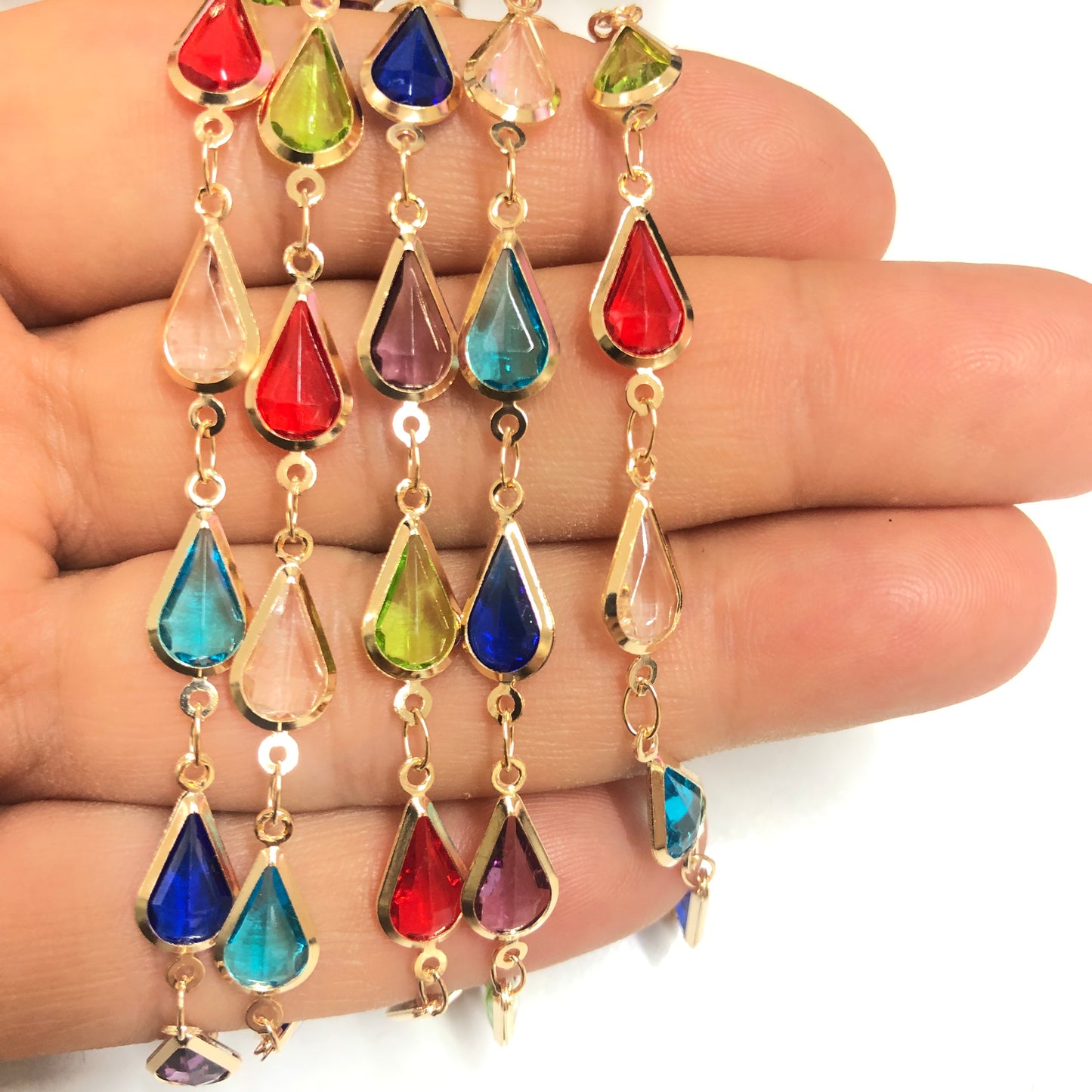 Altın Kaplama Damla Taşlı Zincir - Mix