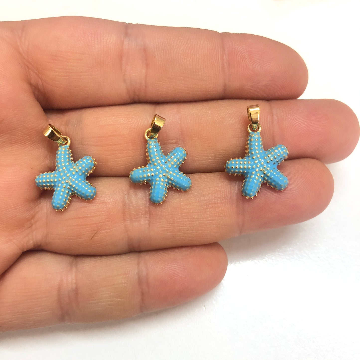 Altın Kaplama Mineli Deniz Yıldızı Kolye Ucu -Mavi