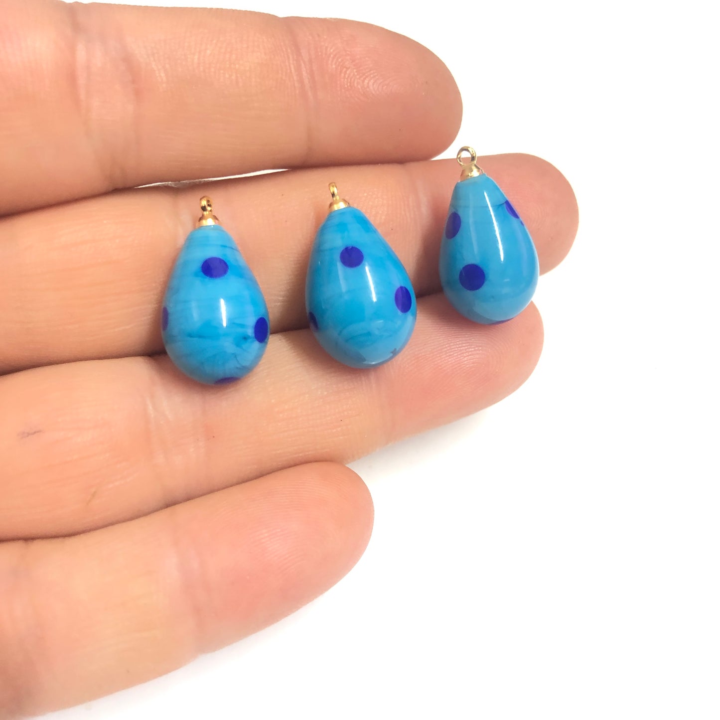 Murano Cam Puanlı Su Damlası - Mavi