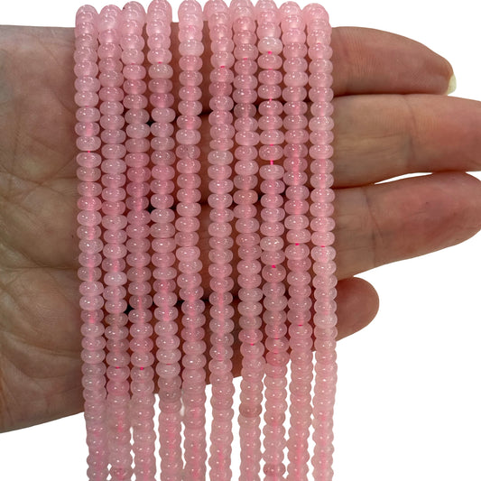 A Kalite Pembe Kuvars Rondel Kesim – Yaklaşık 37.5cm