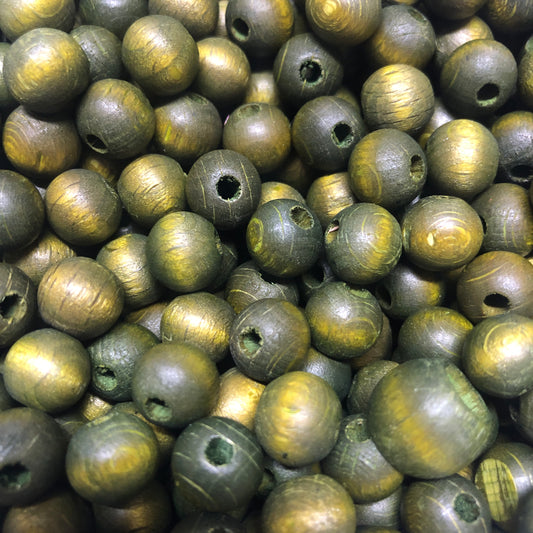 10mm Mat Ahşap Boncuk - 2- Haki Yeşil