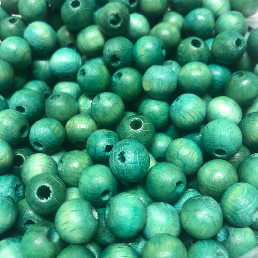 10mm Mat Ahşap Boncuk -9- Turkuaz