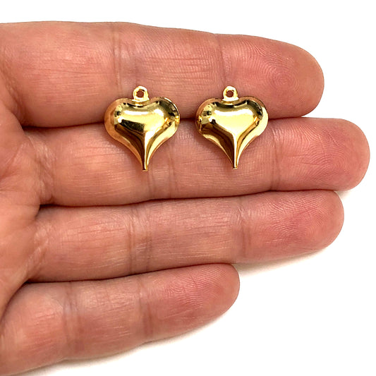 Altın Kaplama 15mm Tombul Kalp Sallantı