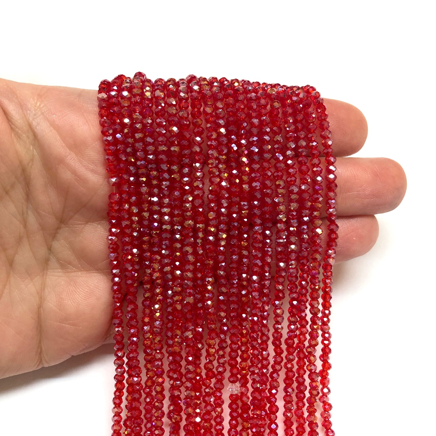 Kristal Boncuk, Çin Kristali-2mm- 29 - Şeffaf Janjan Kırmızı