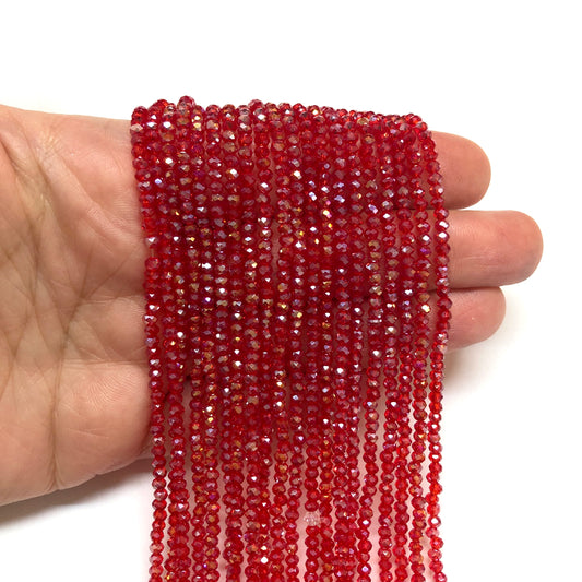 Kristal Boncuk, Çin Kristali-2mm- 29 - Şeffaf Janjan Kırmızı