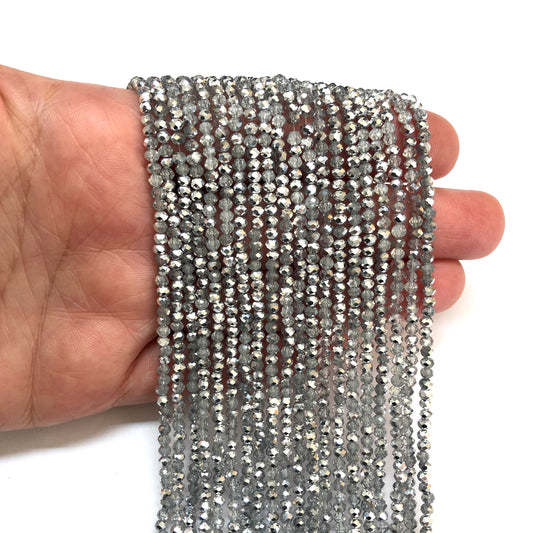 Kristal Boncuk, Çin Kristali-2mm- 32 - Şeffaf Janjan Gümüş