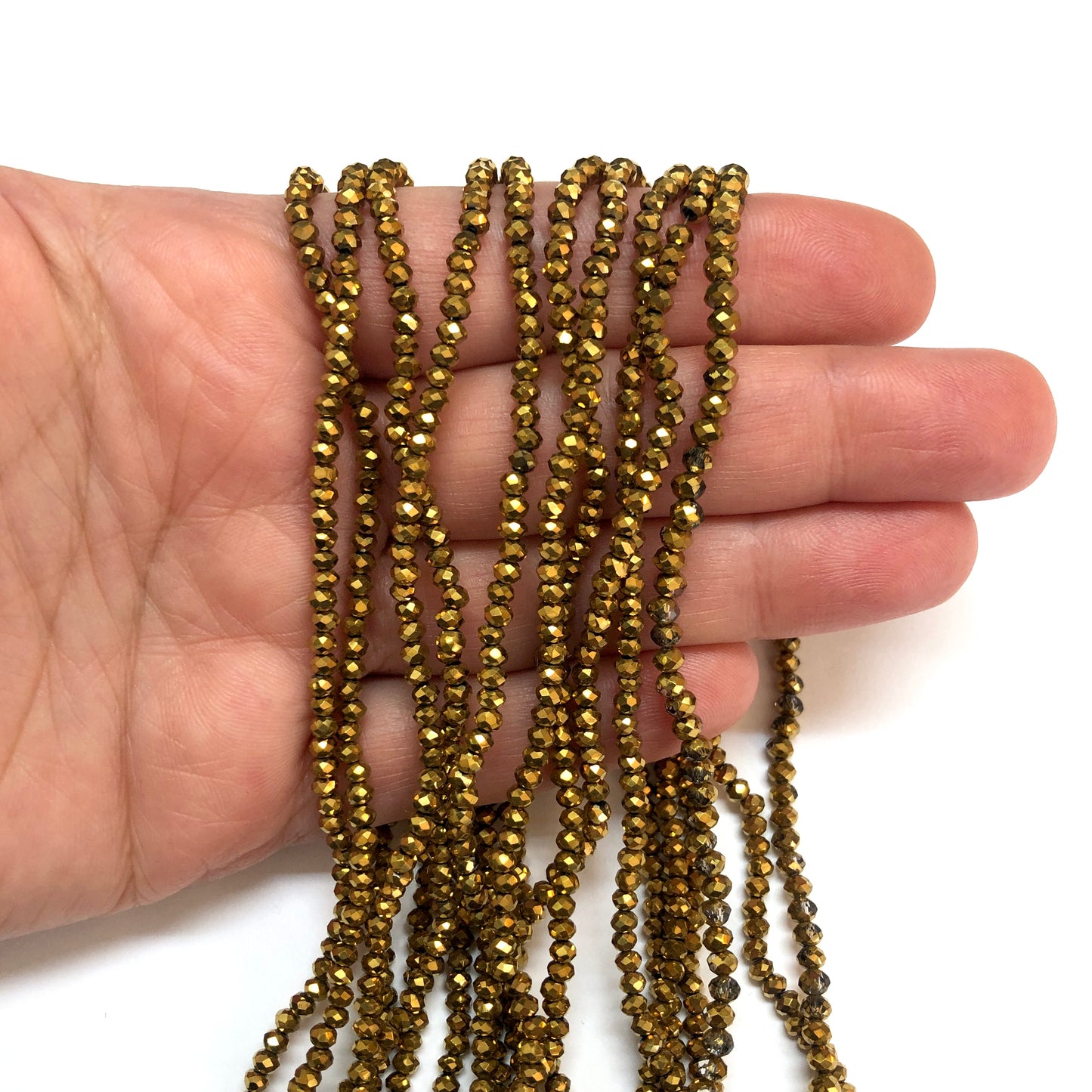 Kristal Boncuk, Çin Kristali-2mm- 43 - Altın