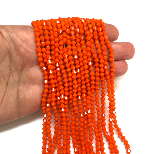 Kristal Boncuk, Piramit Çin Kristali 4 mm - Turuncu