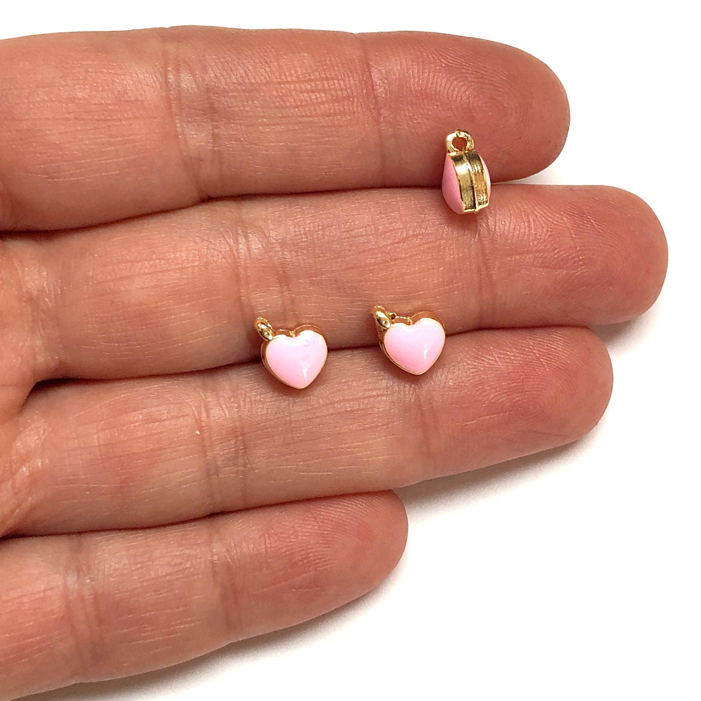 Altın Kaplama Mineli Çift Taraflı Kalp - Pembe