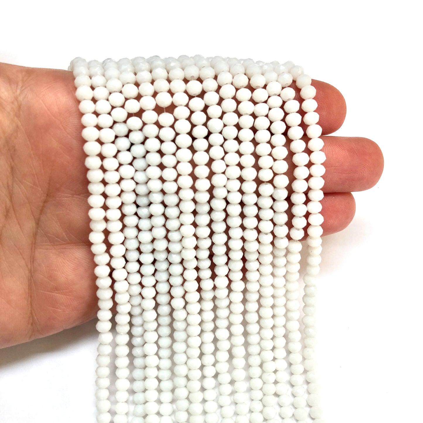 Kristal Boncuk, Çin Kristali-4mm - 4 - Opak Beyaz