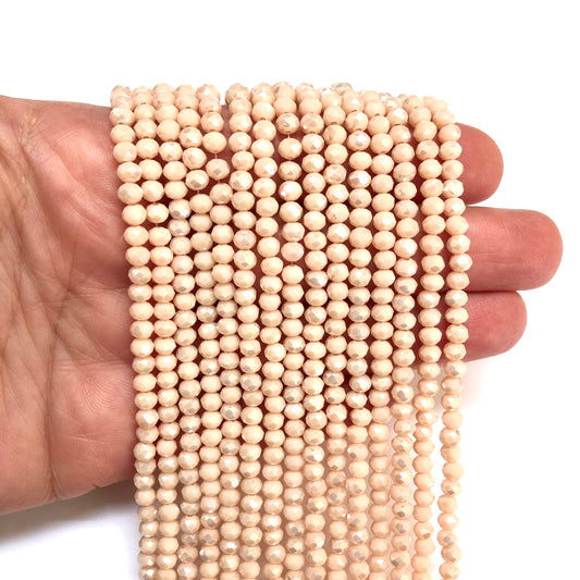 Kristal Boncuk, Çin Kristali-4mm - 8 - Krem