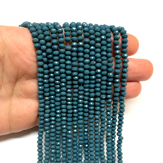 Kristal Boncuk, Çin Kristali-4mm - 9 - Kot Mavi