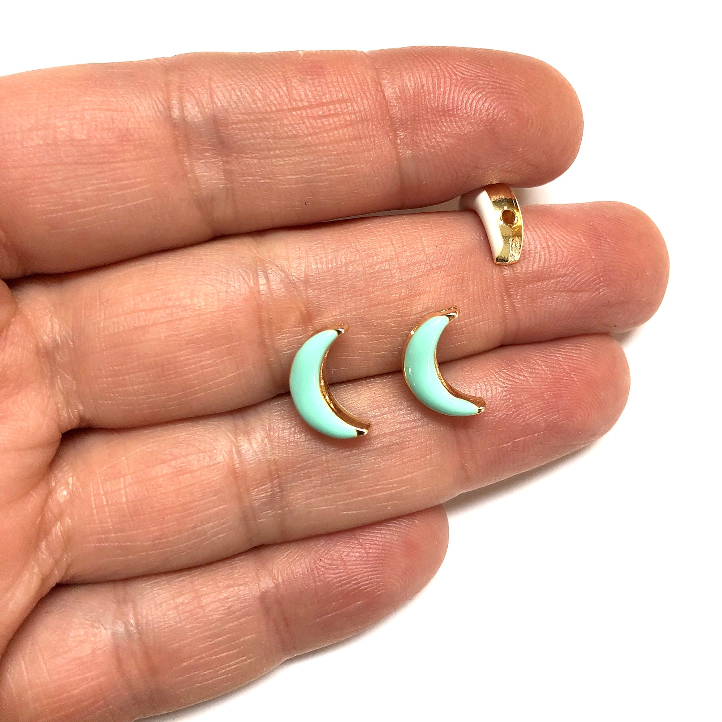 Altın Kaplama Çift Taraflı Mineli Hilal - Mint