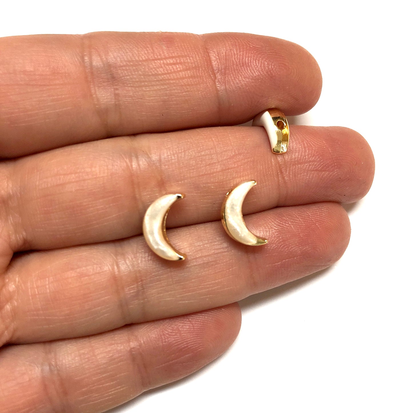 Altın Kaplama Çift Taraflı Mineli Hilal - Sedef