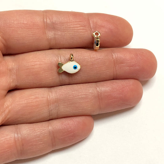 Altın Kaplama Mineli Küçük Balık Sallantı - Beyaz