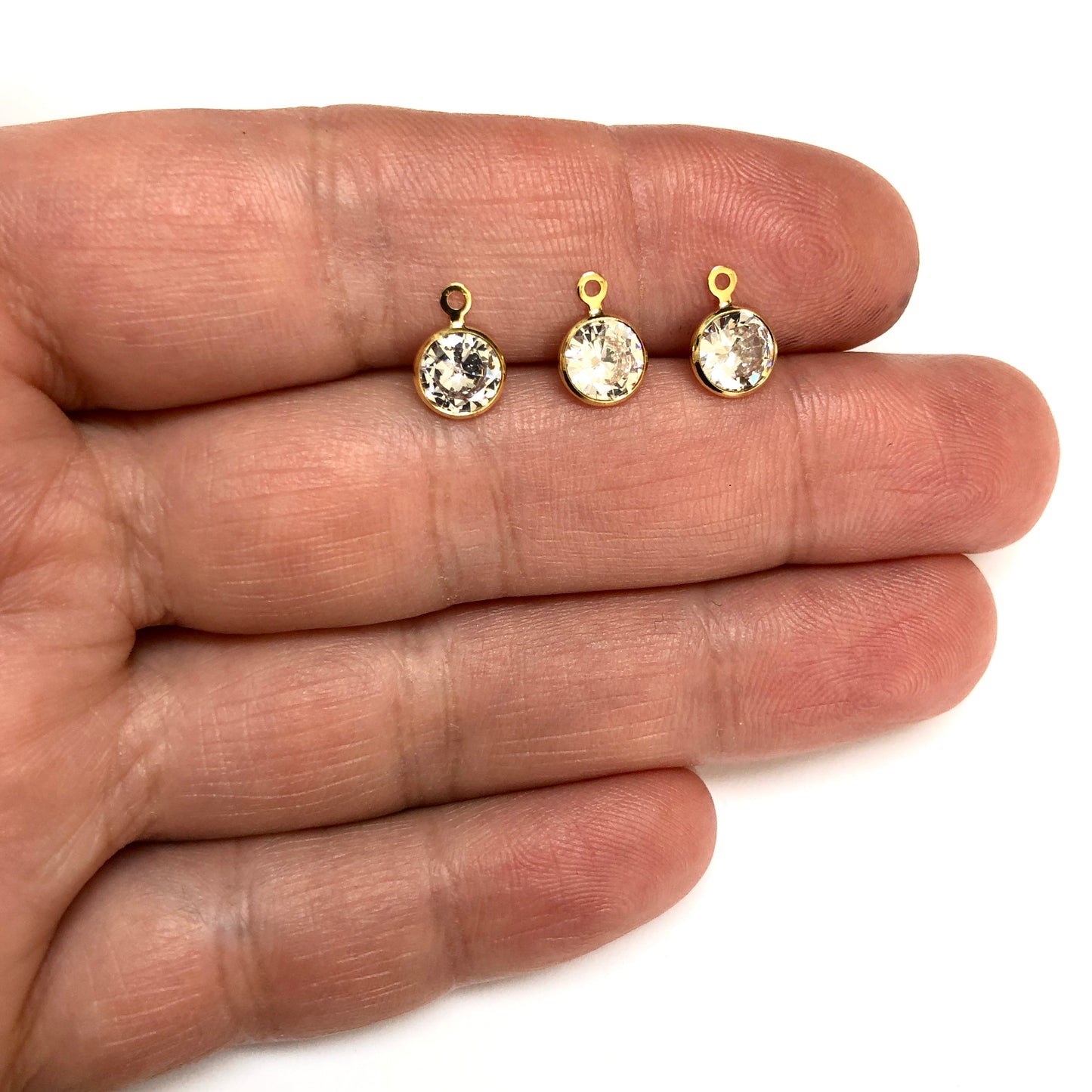 Altın Kaplama Zirkon Taşlı Yuvarlak Sallantı - Şeffaf 7mm