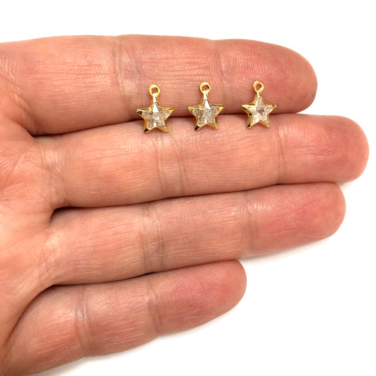 Altın Kaplama 8mm Zirkon Taşlı Yıldız Sallantı - Şeffaf