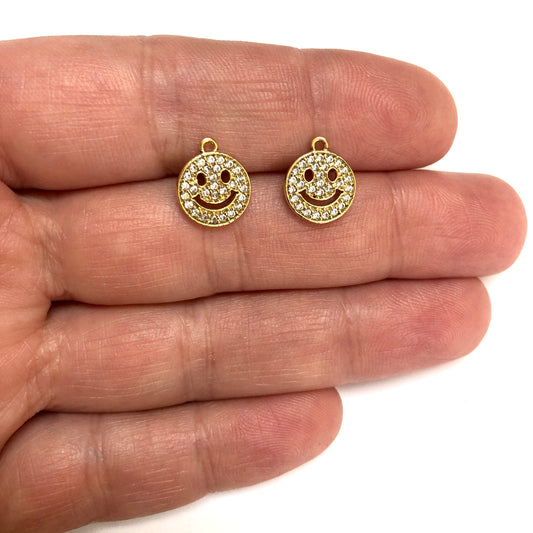 Altın Kaplama Zirkon Taşlı Gülen Yüz Sallantı Aparatı