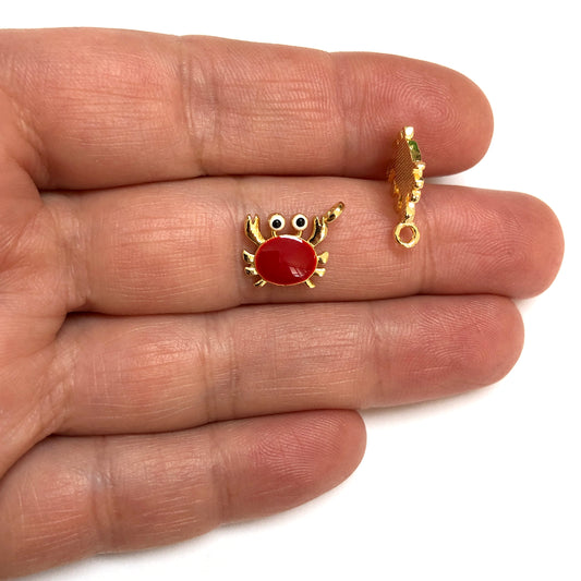 Altın Kaplama Mineli Yengeç Sallantı Aparatı - Kırmızı