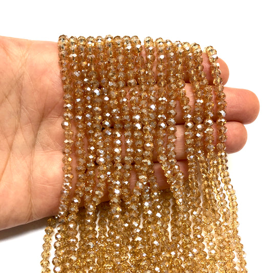 Kristal Boncuk, Çin Kristali-4mm - 44 - Janjan Şampanya