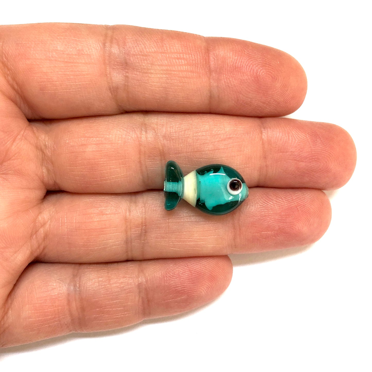 Murano Cam Balık - Turkuaz-Krem