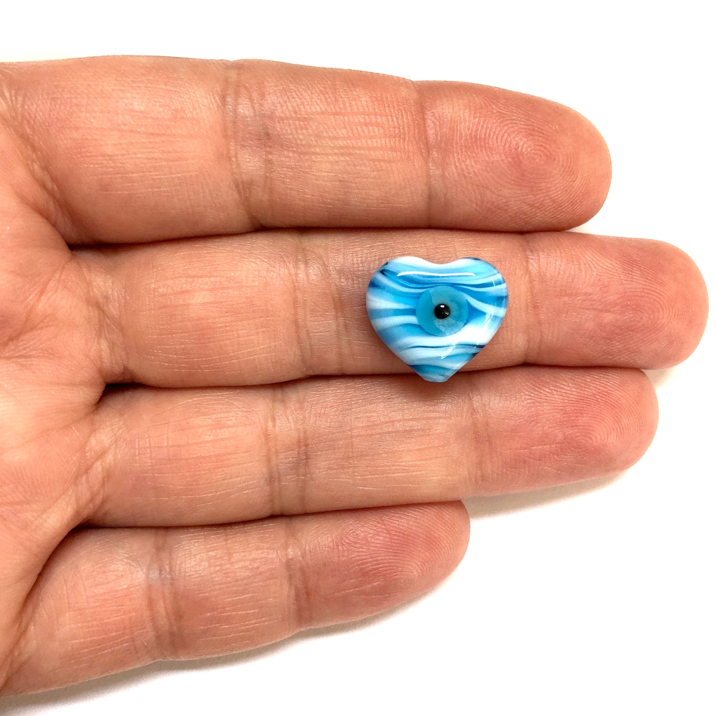 Murano Cam Ebruli Kalp - Mavi