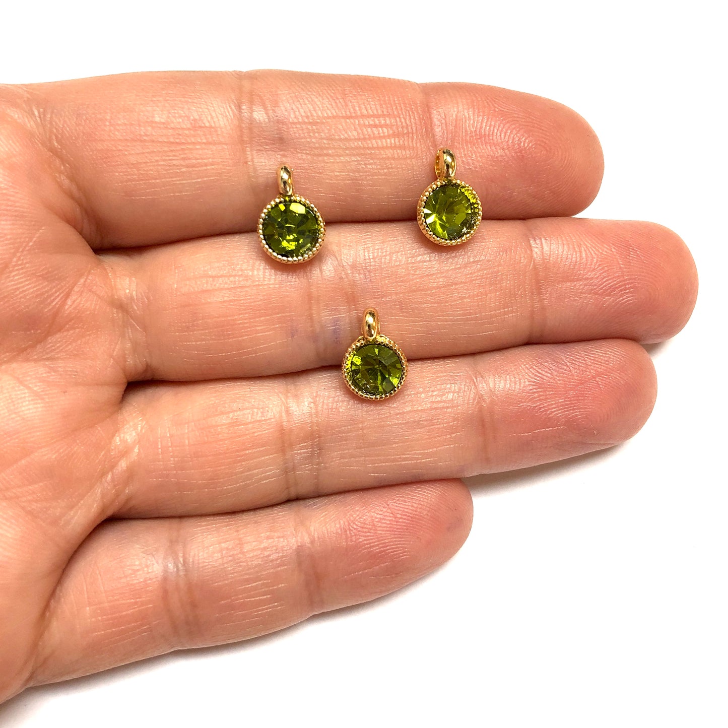 Altın Kaplama Swarovski Taşlı Sallantı Aparatı - Yağ Yeşili