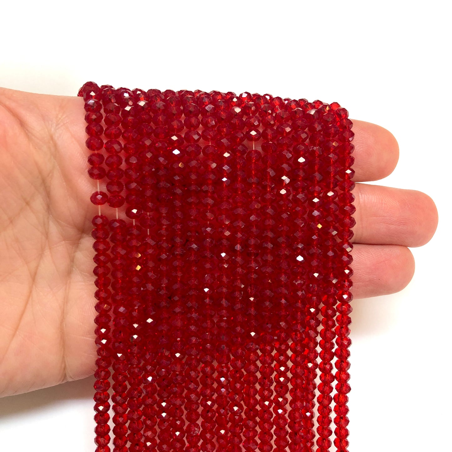 Kristal Boncuk, Çin Kristali-4mm - 46 - Şeffaf Kırmızı