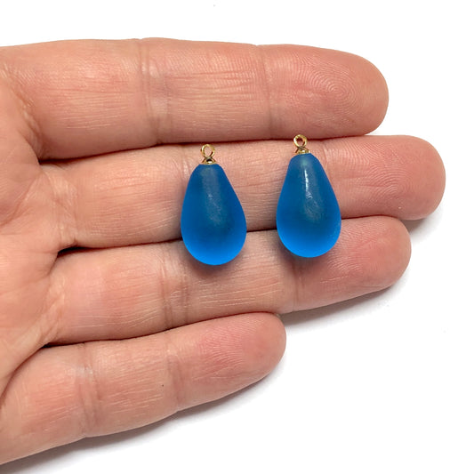 Murano Cam Su Damlası Buzlu - Mavi