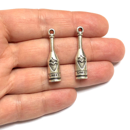 Antik Gümüş Kaplama Şarap Şişesi