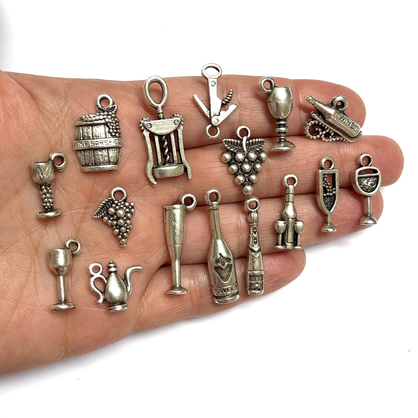 Antik Gümüş Kaplama Şarap Ürünleri Seti