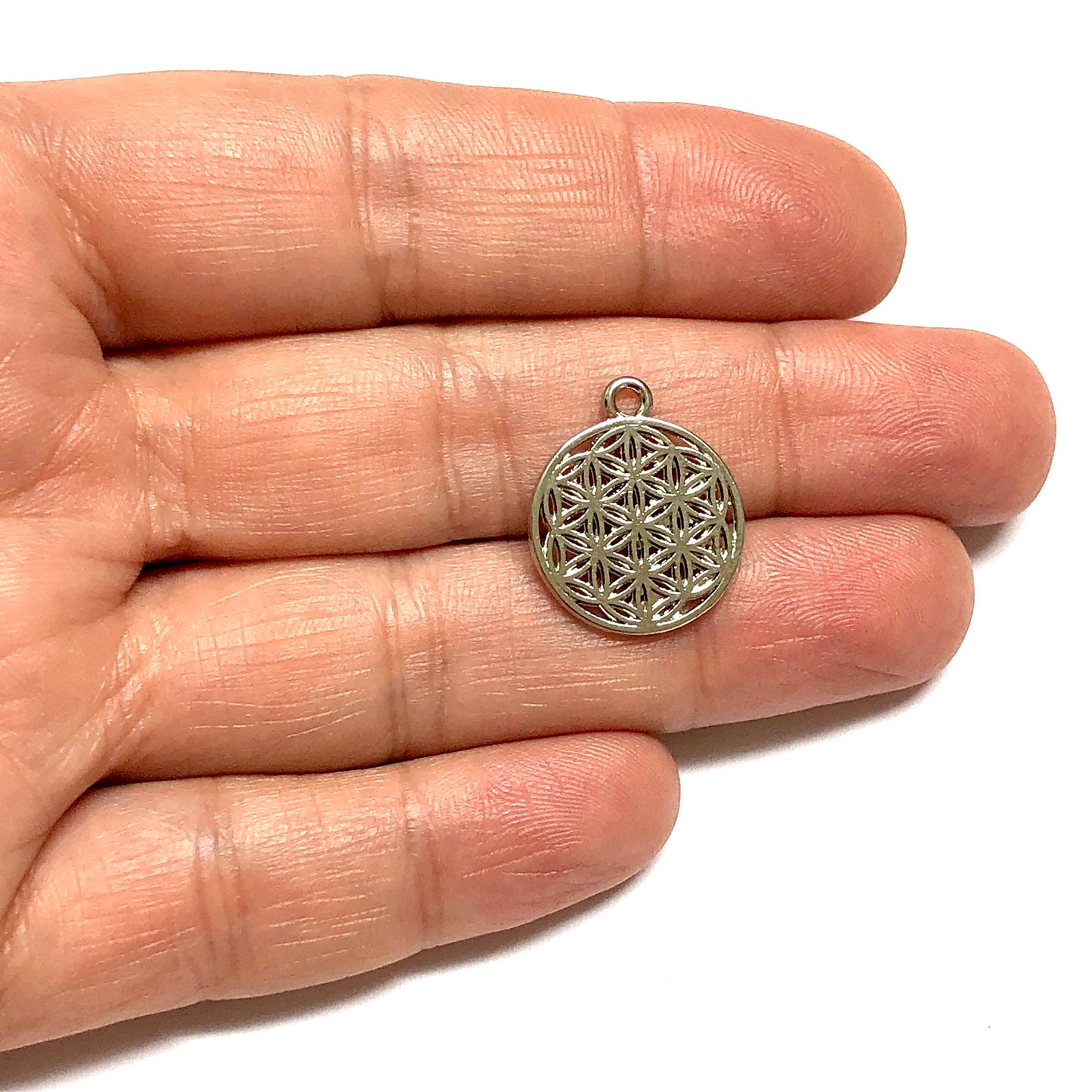 Rhodium Plated Flower of Life Pendant -4