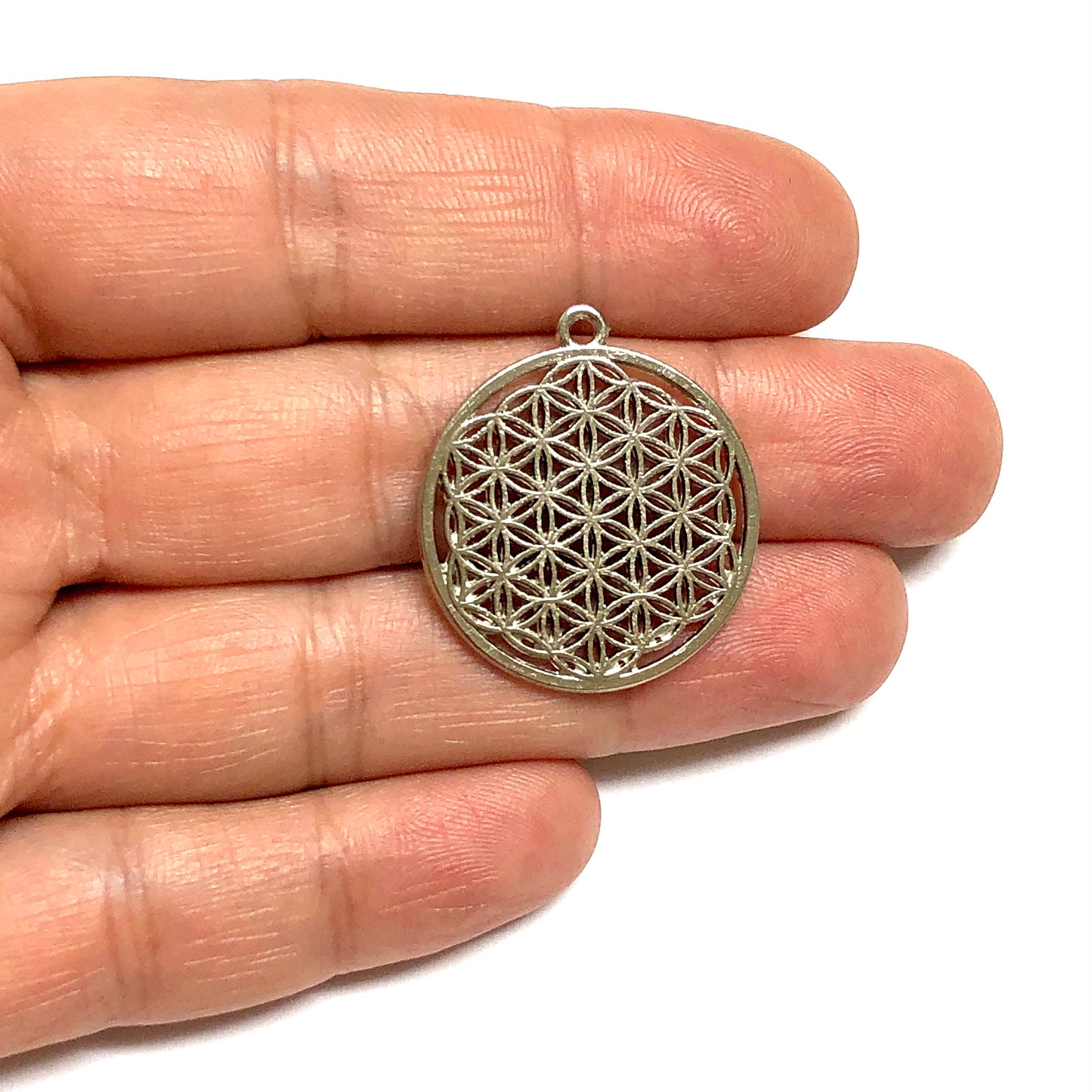 Rhodium Plated Flower of Life Pendant -4