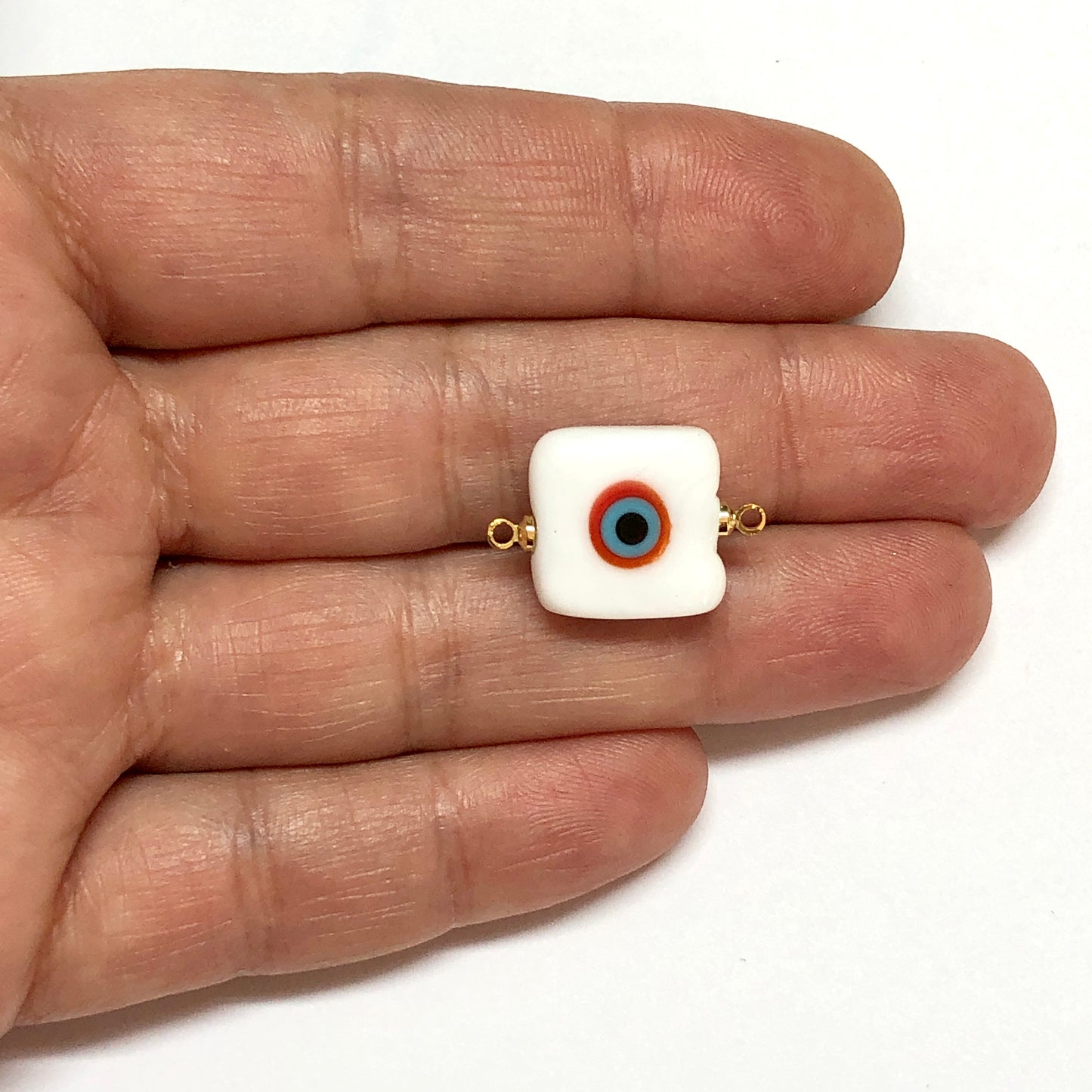 Murano Cam Kare Nazar Bileklik - Beyaz